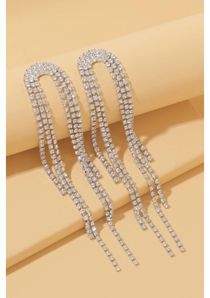 Taşlı Püsküllü Sallantılı Küpe modelleri