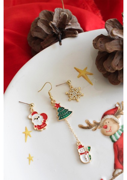 Yılbaşı Figür Uçlu Berlin Küpe Seti 3'lü Paket modelleri