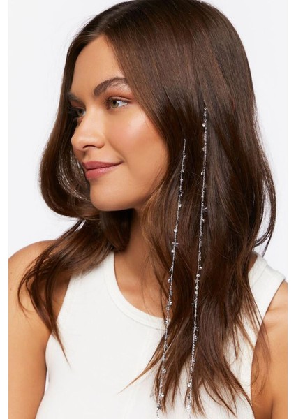 Tektaş ve Yıldız Sallantılı Saç Aksesuarı Taşlı Postiş