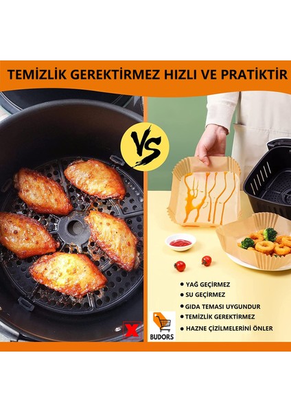 Fritöz Pişirme Kağıdı Kare Tabak Model 16 cm 50'li