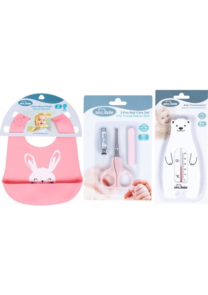 Bebek Bakım Seti(Tırnak Makası Seti+Silikon Önlük+Banyo Derecesi)