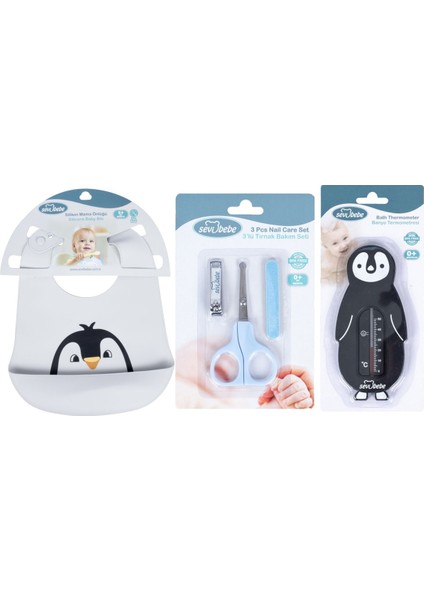 Bebek Bakım Seti(Tırnak Makası Seti+Silikon Önlük+Banyo Derecesi)