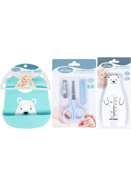 Bebek Bakım Seti(Tırnak Makası Seti+Silikon Önlük+Banyo Derecesi)