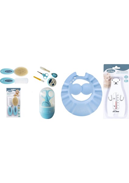 Bakım Seti(Naturel Fırça Tarak +Duş Başlığı+Tırnak Bakım Seti+Banyo Termometresi)