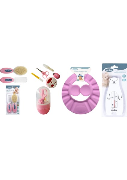 Bakım Seti(Naturel Fırça Tarak +Duş Başlığı+Tırnak Bakım Seti+Banyo Termometresi)