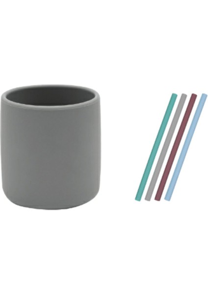 3 Li Set Gri (Silikon Bardak + 4 Lü Silikon Pipet )