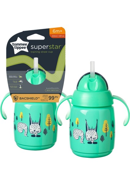 Superstar Kolay Içim Pipetli Alıştırma Bardağı Yeşil 300 ml