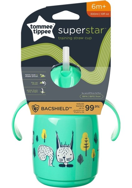 Superstar Kolay Içim Pipetli Alıştırma Bardağı Yeşil 300 ml
