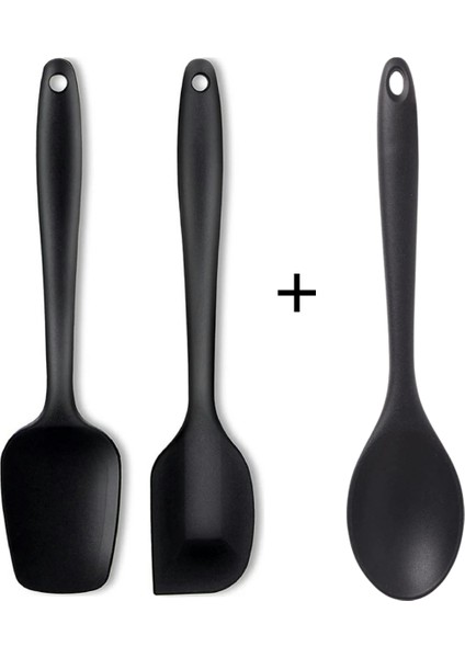 Yüksek Kalite, Sert, Silikon,3 Parça, Pasta, Yemek Kaşık,Spatula, Yanmaz, Yapışmaz Set