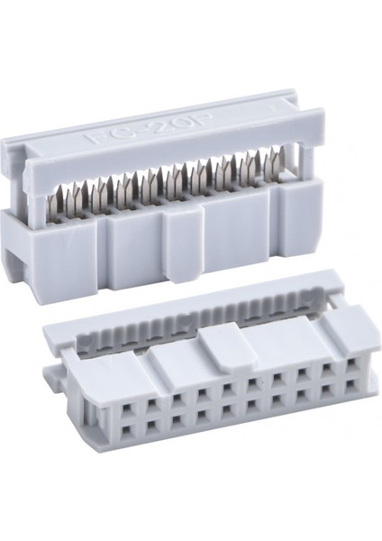 Idc-Soket 2.54 Mm, No S/r, Gri, Sel. Gold, 20-Pin