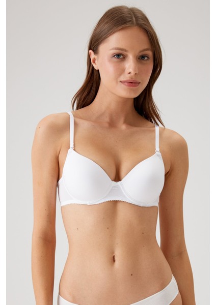 2'li Ekonomik Paket Beyaz 6805 Adria Balenli Push Up Dolgulu Micro Sütyen Set - C Cup Seçeneğiyle fiyatları