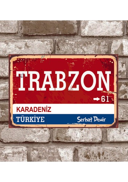 Kişiye Özel Trabzon-Karadeniz-Türkiye-Retro-Vintage-Metal-Poster