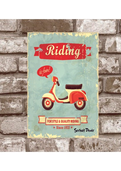 Kişiye Özel Motora-Binmek-Eglencelidir-Retro-Vintage-Metal-Poster