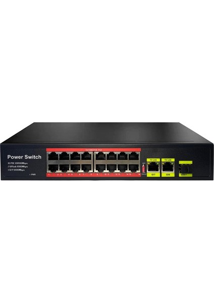 Uranıum POE-1621SFP-200W 16 Port 10/100+2XGIGABIT RJ45+1XSFP Uplınk Poe Rackmount Swıtch (Realtek Chıpset)