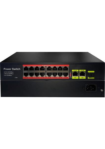 Uranıum POE-1621SFP-200W 16 Port 10/100+2XGIGABIT RJ45+1XSFP Uplınk Poe Rackmount Swıtch (Realtek Chıpset)