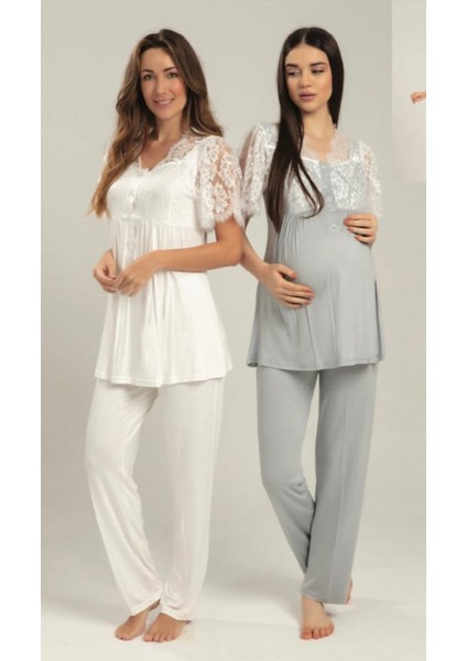 5210 Gri Hamile Lohusa Pijama Tk