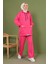 Fuşya Önü Etiketli İki İplik Tesettür Takım 1