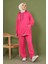 Fuşya Önü Etiketli İki İplik Tesettür Takım 2