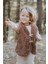 Bebek Çocuk Yelek Kahverengi Unisex Kız Erkek Peluş Içi Dışı Tüylü Wellsoft Teddy Düğmeli Yelek 1