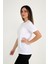 Kadın Beyaz T-Shirt. Regular Fit (Normal) Kalıp, Basic Model 4