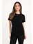 Kadın Siyah T-Shirt. Regular Fit (Normal) Kalıp, Basic Model 1