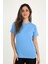 Kadın Mavi T-Shirt. Regular Fit (Normal) Kalıp, Basic Model 1