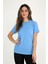 Kadın Mavi T-Shirt. Regular Fit (Normal) Kalıp, Basic Model 2