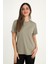 Kadın Haki T-Shirt. Regular Fit (Normal) Kalıp, Basic Model 1