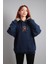 Unisex Oversize Hoodie Roshi Yamcha Dragon Ball Puantiyeli Lacivert 2