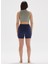 Ceres Ribanalı Organik Pamuk V Yaka Örme Crop T-Shirt 1057 1