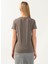 V Yaka Düz Gri Kadın T-Shirt DTKTS04504 Gri 2