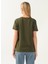 V Yaka Düz Haki Kadın T-Shirt DTKTS04503 Haki 2