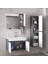 Estella-OA 80 ve 35 cm Mdf Aynalı Boy Dolaplı Lavabolu Banyo Dolabı Takımı Demonte Değil 2