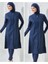 Allsea 3075 Lacivert 2 Li Kollar Lycralı Tam Boy Tesettür Mayo 4