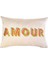 Amour Desenli Krem Kadife Dekoratif Kırlent Kılıfı ( 35 cm x 50 cm ) 1