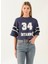 Bisiklet Yaka Baskılı Lacivert Kadın Sweatshirt DT10055-1 Lacivert 1