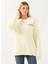 Bisiklet Yaka Nakışlı Ekru Kadın Sweatshirt DT10063-5 Ekru 4