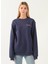 Bisiklet Yaka Nakışlı Lacivert Kadın Sweatshirt DT10063-1 Lacivert 1