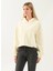 Kapüşon Yaka Düz Ekru Kadın Sweatshirt DT10113-1 Ekru 5