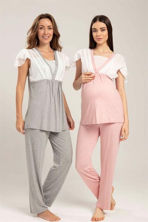 Bone Club 5214 Gri Hamile Lohusa Pijama Tk