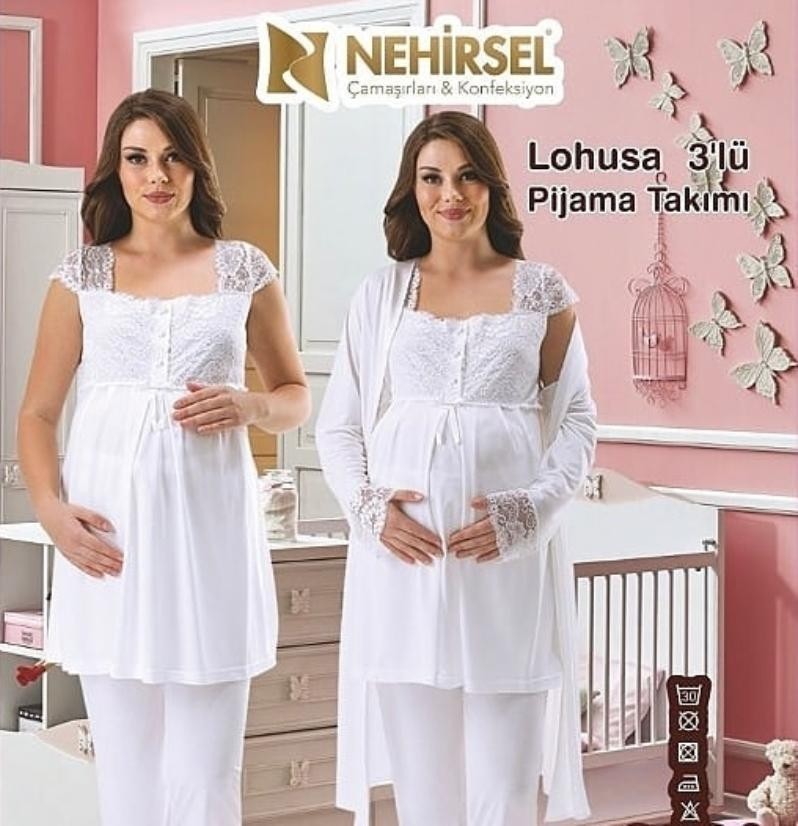 Elit Nehir 2096 Hamile Lohusa 2020 Yeni Sezon Sade ve Şık 3 Lü Lohusa görsel 5