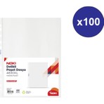 Noki 100 Adet Şeffaf XL Poşet Dosya 4830XL A4 Delikli Döküman Koruma İçin Uygun