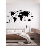 Kemson 2d Siyah Dünya Haritası Duvar Dekorasyonu