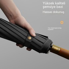 10 Kemik Otomatik Şemsiye Masif Ahşap Kulp