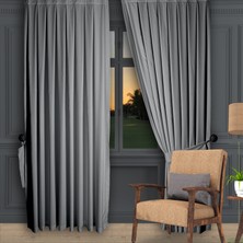 Decoperde Ada Fon Perde Pilesiz Extraforlu Düz Dikim Büzgü Pile Gri