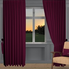 Decoperde Ada Fon Perde Pilesiz Extraforlu Düz Dikim Büzgü Pile Vişne