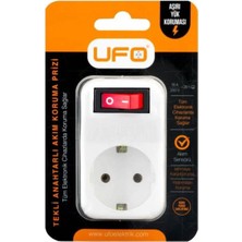 Ufo Tekli Akım Korumalı Anahtarlı Priz 16A 250V, Max 3500W Aşırı Yük Koruması (Beyaz)