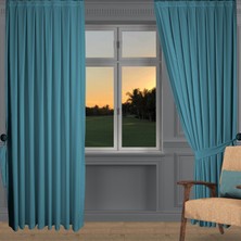 Decoperde Ada Fon Perde Pilesiz Extraforlu Düz Dikim Büzgü Pile Turkuaz