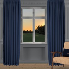 Decoperde Ada Fon Perde Pilesiz Extraforlu Düz Dikim Büzgü Pile K.lacivert