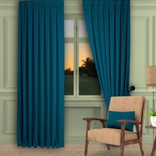 Decoperde Ada Fon Perde Pilesiz Extraforlu Düz Dikim Büzgü Pile Petrol